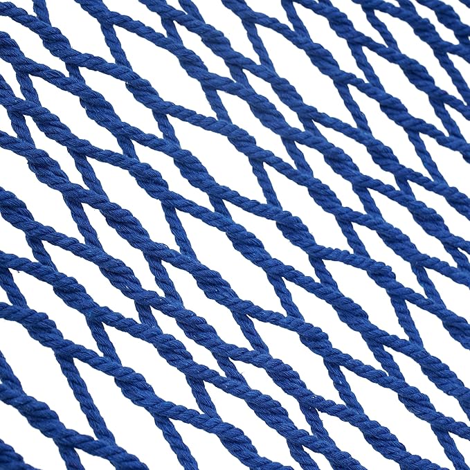 Lazy Daze Hammocks 12FT Double Rope Hammocks 2 Person Hand Woven Cotton Hammock with Spreader Bar for Outside Patio Poolside FIT 13-15 FT Stand Max 450 Lbs Blue 141 x 57 inches