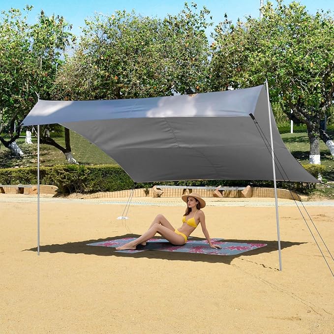 ALAZA Two Stand Starfish Beach Blue Sky Beach Tent Sun Shelter Portable Canopy Sunshade for Outdoor Camping Picnics Backyard Fun 10x9 ft
