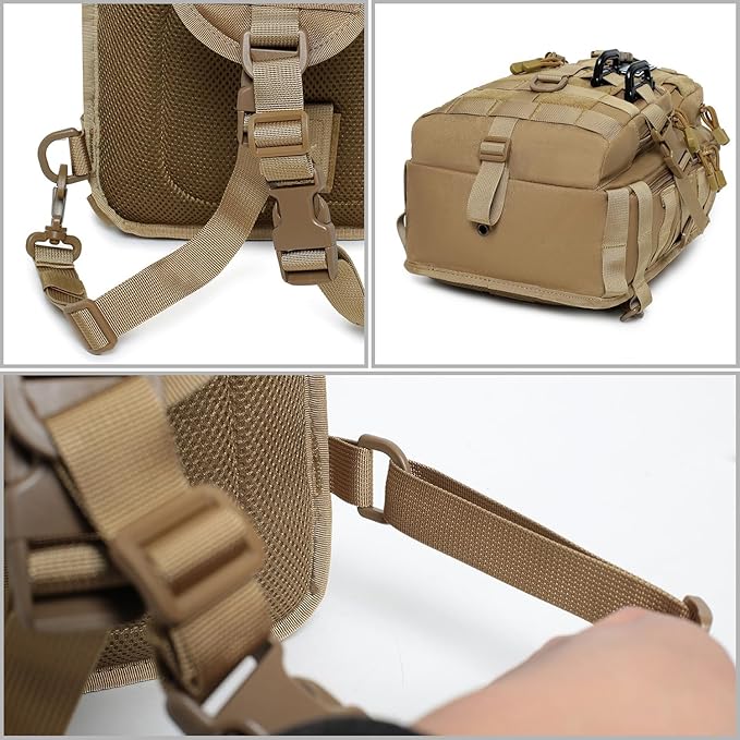 Tactical Sling Bag Backpack Military Rover Shoulder Sling Pack EDC Molle Assault Range Bag Crossbody Chest Pack (Army Green)