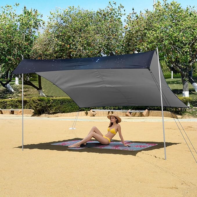 ALAZA Music Clef in Space Beach Tent Sun Shelter Portable Canopy Sunshade for Outdoor Camping Picnics Backyard Fun 10x9 ft