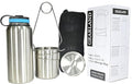 Canteen Stainless Steel Water Bottle with Nested Camping Cup and Lid for Bug Out Bag Bushcraft Gear Metal Canteen with a Wide Mouth Water Bottle and Mess Kit