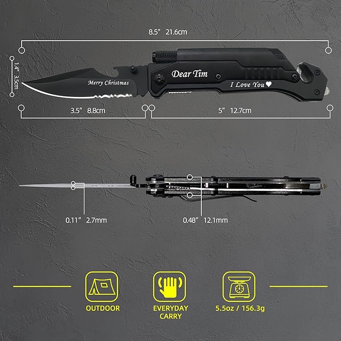 Father's Day Mother's Day Birthday Gift for Men/Women/Him/Her: ALBATROSS Custom Engraved Pocket Knife - Personalized EDC Folding Knife - Outdoor Multitool for Dad Mom Boyfriend Girlfriend Husban