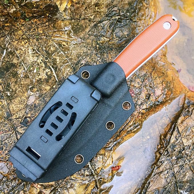 Watchman W205D EDC Fixed Blade Knife 14C28N Blade Steel Micarta Handle with Kydex Sheaths for Outdoor Activities Camping Brown
