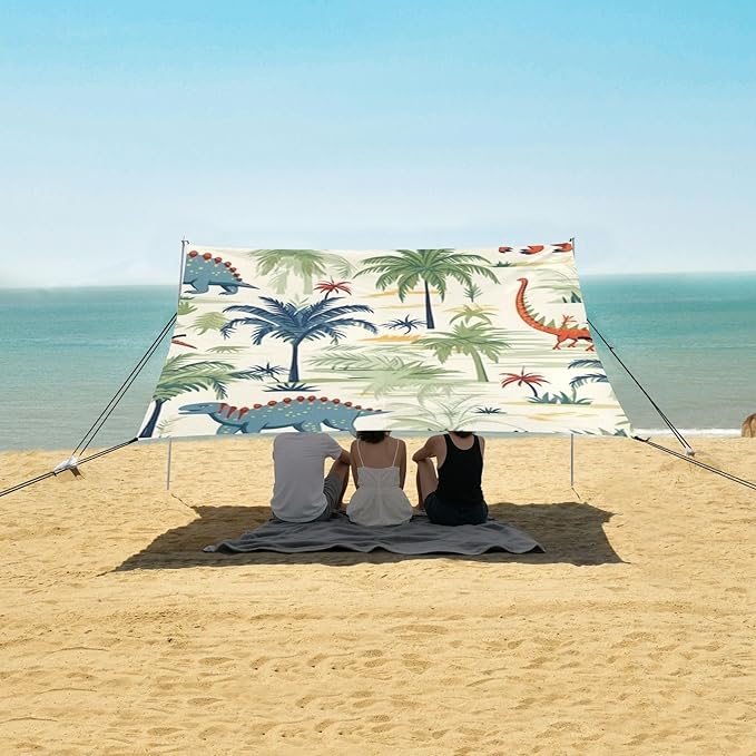 ALAZA Dinosaurs Dinos Palms Beach Tent Sun Shelter Portable Canopy Sunshade for Outdoor Camping Picnics Backyard Fun 10x9 ft