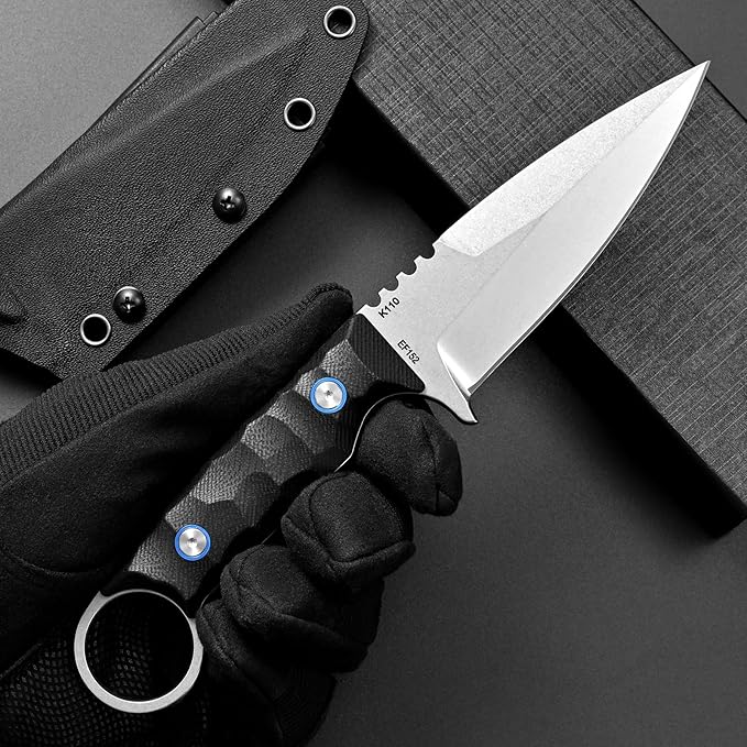 Eafengrow EF152 Fixed Blade Knife K110 Steel Blade G10 Handle Full Tang EDC Tool Knife for Outdoor Working Camping Hiking