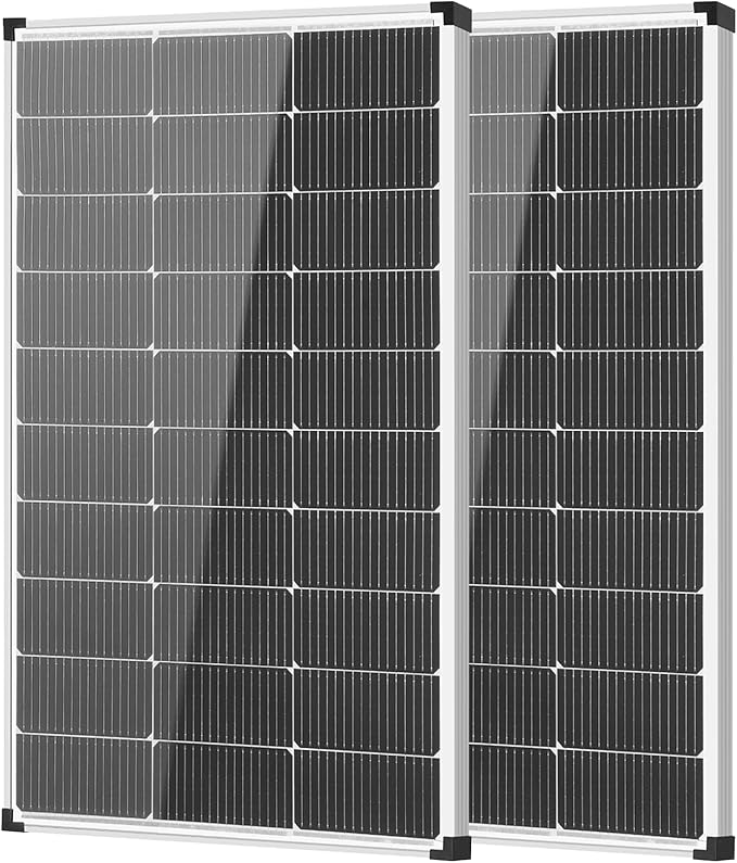 Solar Panels 200 Watt 2PCS 100 Watt Solar Panel 18V N-Type 16BB Grade A+ Cells 25% High-Efficiency 120 Watt Peak Solar Panel for RV Marine Rooftop Farm Battery and Other Off-Grid Applications