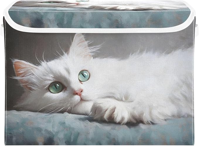 Storage Cube with Lid Elegant Cat Print 16.5×12.6×11.8 IN Collapsible Large Capacity Foldable Storage Basket Bin Organizer