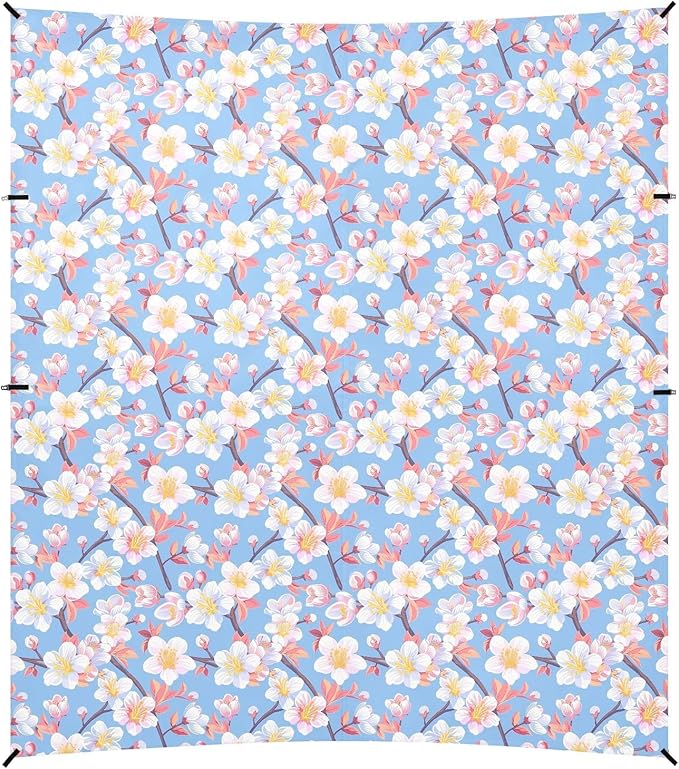ALAZA Colorful Cherry Blossom Flower Beach Tent Sun Shelter UPF50+ Protection Beach Shade Canopy w/ 4 Sandbags for Outdoor Camping Fishing Backyard Fun Picnic 10x9 ft