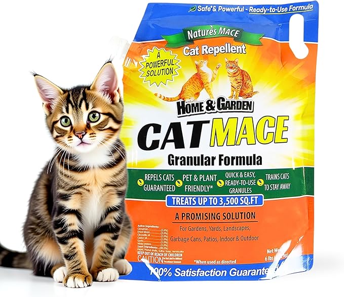 Nature's Mace Cat Repellent Bundle - Training Deterrent Tool for Cats - All-Season Protection for Outdoor &amp Indoor Areas - Gentle for Pets Plants &amp Family - 6 lb Granular &amp 40oz Ready-to