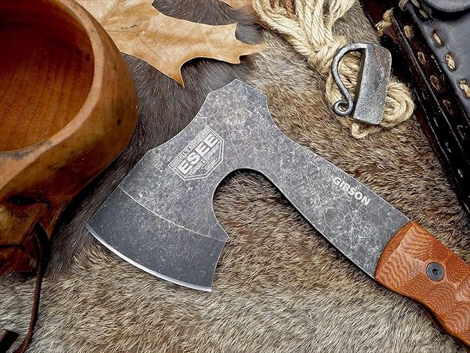 ESEE Knives James Gibson Camping Bushcraft Axe - Leather Sheath - Made in USA