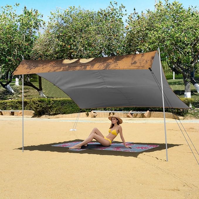Coffee 3_3 Beach Cabana Tent UPF50 Lightweight Sun Shelter with Carrying Bag for Camping Trips Fishing Backyard Fun or Picnics