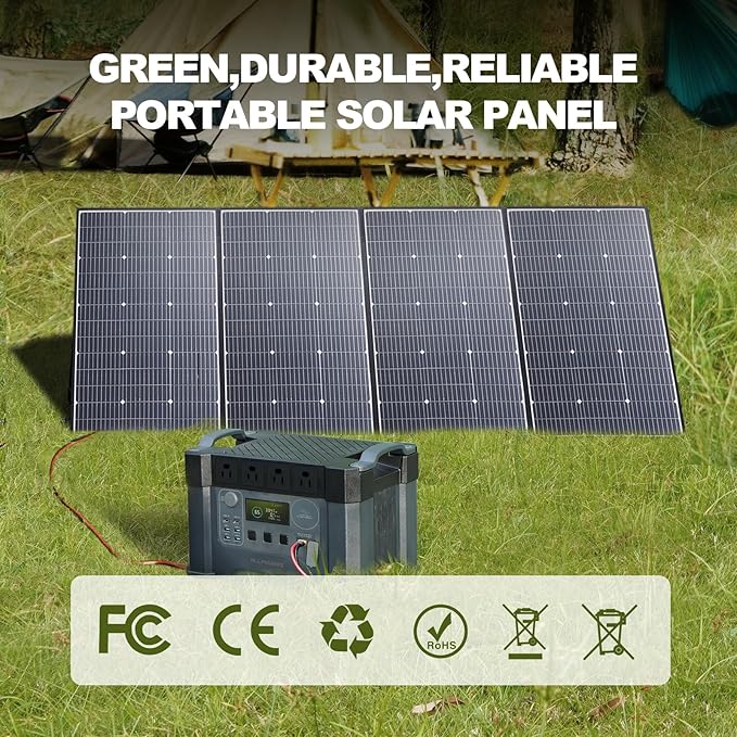 ALLPOWERS SP037 400 watt Solar Panel Foldable Portable Solar Charger with 25% High Efficiency Monocrystalline Cells 400w Solar Panel IP67 Waterproof for RV Camping Motorhome Off-Grid Power Backup