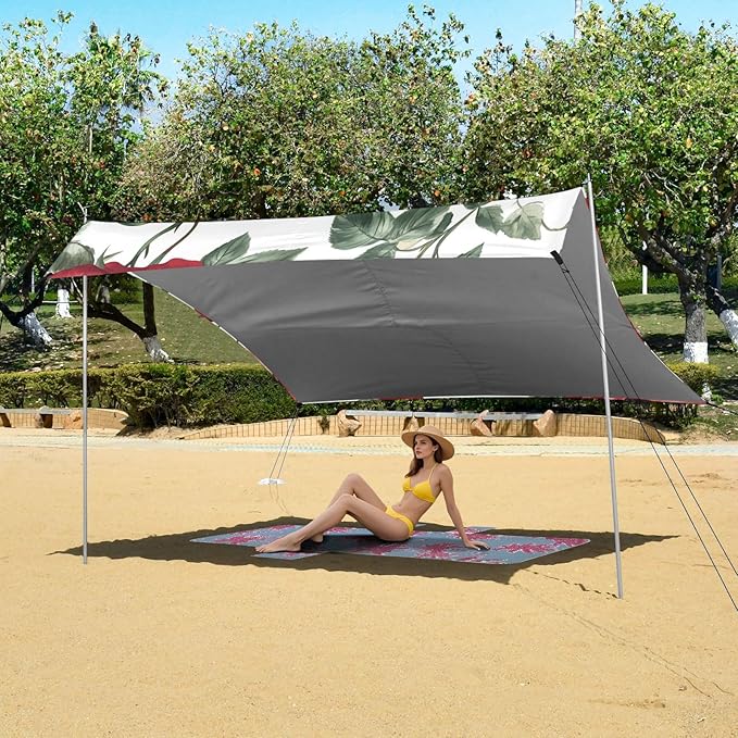 ALAZA Beautiful Red Roses Beach Tent Sun Shelter Portable Canopy Sunshade for Outdoor Camping Picnics Backyard Fun 10x9 ft