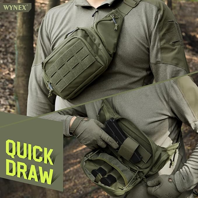 WYNEX Concealed Carry Fanny Pack Pistol Pouch Tactical Fanny Pack Handgun Pouch with Universal Pistol Holster CCW EDC Waist Pack of Adjustable Paracord Suspension System for Men