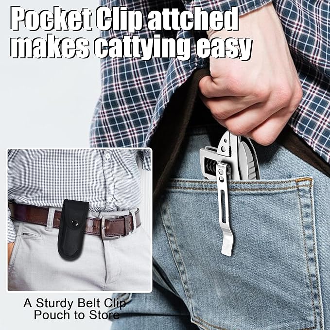 Multitool Wrench adjustable tool/5-in-1 stainless steel multifunctional pocket tool/cross wrench/screwdriver/pliers/portable folding knife with protective coveroutdoor campingmen's Christmas gift