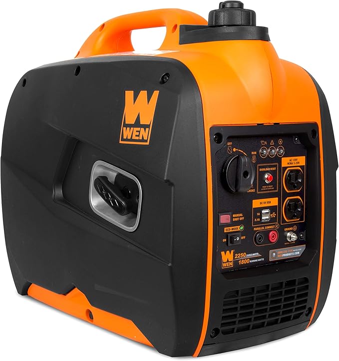 WEN 56225i 2250-Watt Gas Powered Portable Inverter Generator with Fuel Shut-Off CARB Compliant  Black