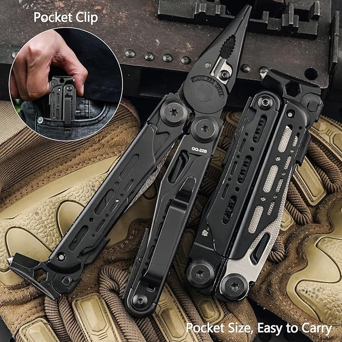 HX OUTDOORS 19 In 1 Multitools Pliers with Fire Starter Small Survival Camping Hatchet