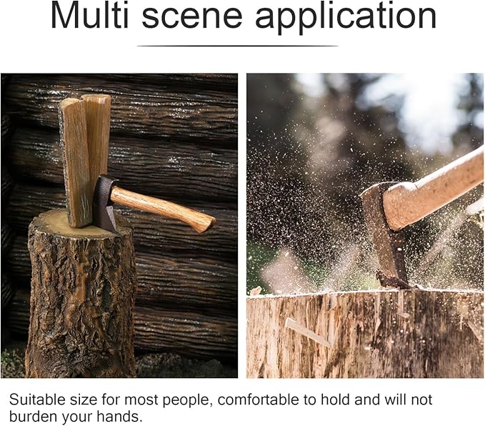 Tofficu Wooden Hatchet Handle Replacement 2-Piece Set Sturdy Flat Design for Camping and Outdoor Use Compatible Standard Hatchets