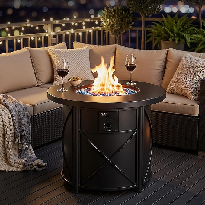 BALI OUTDOORS 50000 BTU Propane Fire Pit for Outdoor 30 in Fire Pit Table Outdoor Round Firepits for Outside Backyard Patio