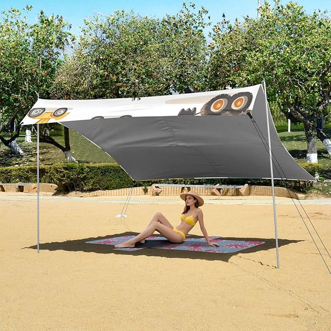 ALAZA Cartoon Heavy Machinery Cars Vehicles Beach Tent Sun Shelter Portable Canopy Sunshade for Outdoor Camping Picnics Backyard Fun 10x9 ft