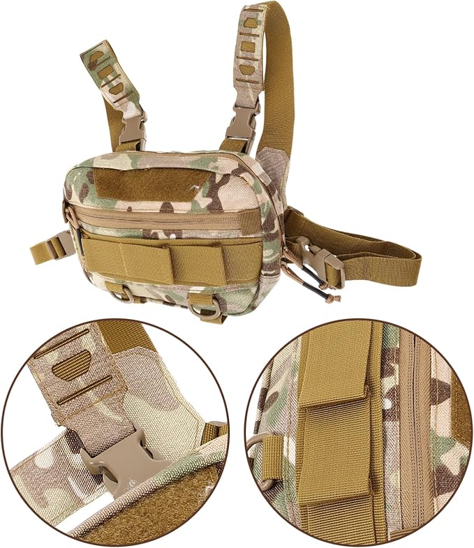 Multi-purpose Chest Bag for Men Wear-resistant Fanny Pack Durable Stylish Chest Pack for Hiking Sports Outdoor Activities Generous Storage for Phones Keys