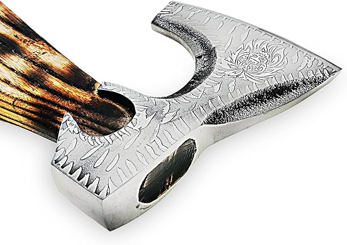 Custom Handmade Carbon Steel Viking Tomahawk Hatchet Bearded Leather Wrapped Handle Axe