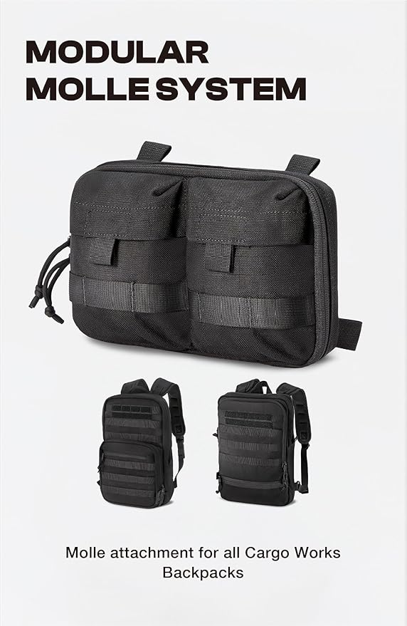 Black Tactical Molle EDC Pouch - Admin Pouch with Molle Attachments for Backpacks