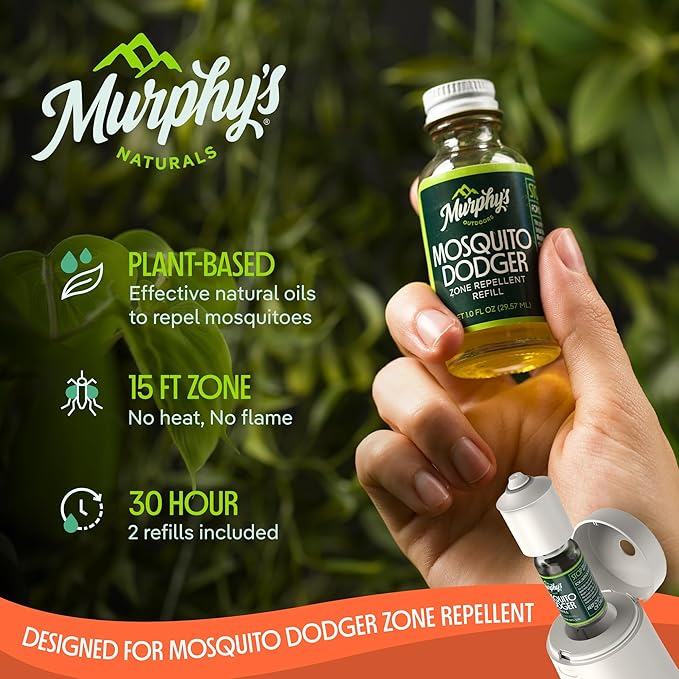Murphy's Naturals Mosquito Dodger Zone Repellent Refills Repels 30 Hours Each Made for Murphy's Naturals Mosquito Dodger 1oz Refill Bottles 2-Pack