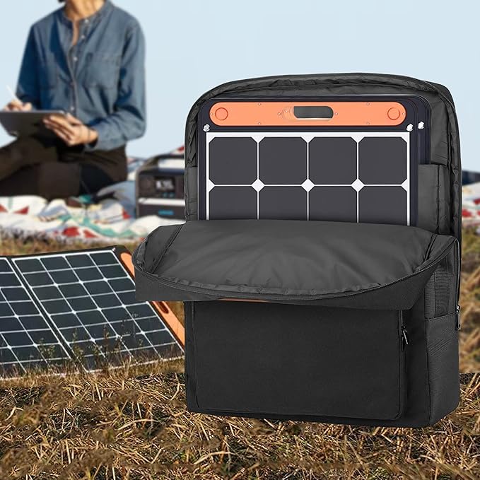 HODRANT Solar Panel Storage Bag Compatible with Jackery SolarSaga 100W 100X Padded Travel Carrying Case for 2 Battery Panels Double-Layer Solar Panel Carrier with Shoulder Strap Patent Design