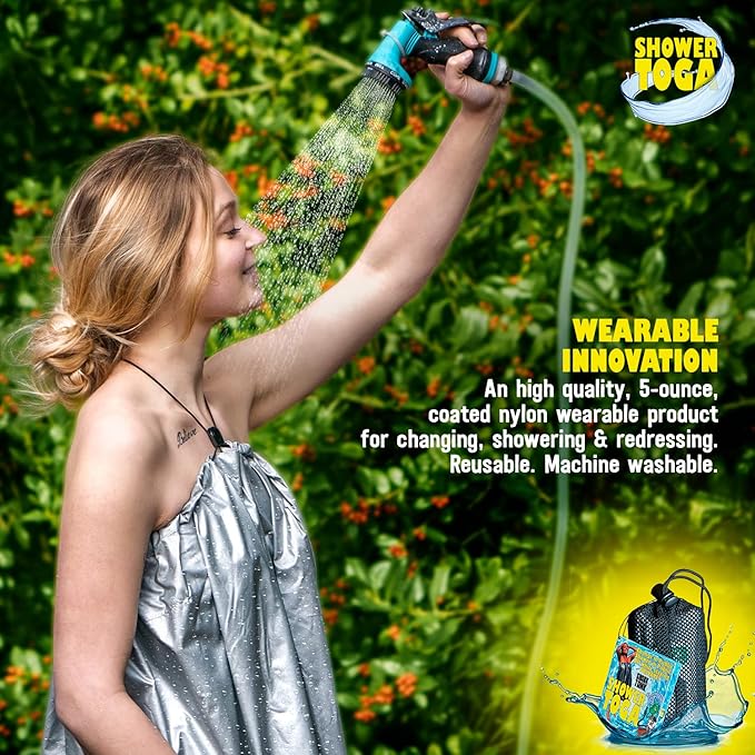 Shower Toga Wearable Shower Garment Portable Camping Shower Privacy Robe Outdoor Changing Room for Beach Surf Camping &amp Festivals Lightweight Shower Tent Alternative As Seen on Shark Tank