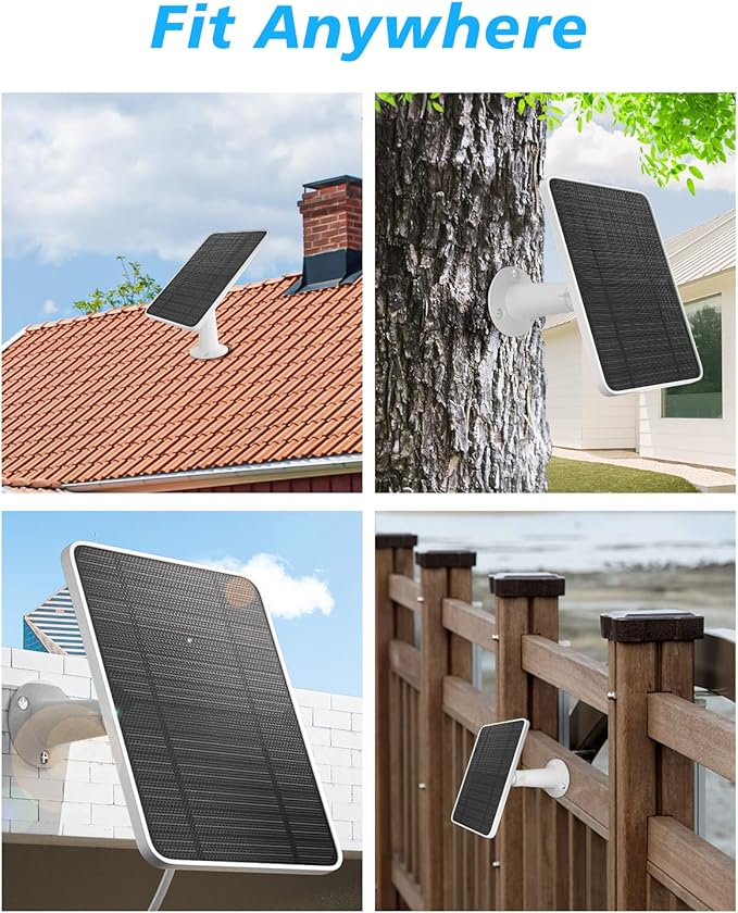 Solar Panel Charger Compatible with Arlo Pro 5S/Pro 4/Pro 3/Pro 3 Floodlight/Ultra/Ultra 2 Camera 6V 4.5W Solar Panels Charging IP65 Weatherproof w/ 9.8ft Charging Cable Adjustable Wall Mount 1 Pack