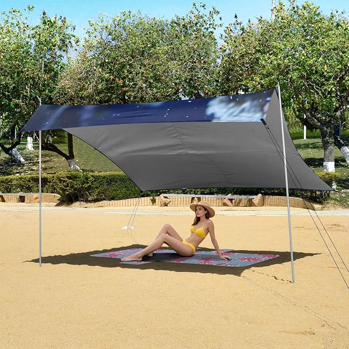 ALAZA Sea Underwater Animals Jellyfish Beach Tent Sun Shelter Portable Canopy Sunshade for Outdoor Camping Picnics Backyard Fun 10x9 ft