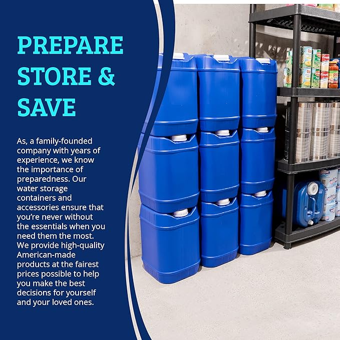 5-Gallon Stackable Water Storage Containers Emergency Water Storage for Camping and Disaster Preparedness 80 Gallons