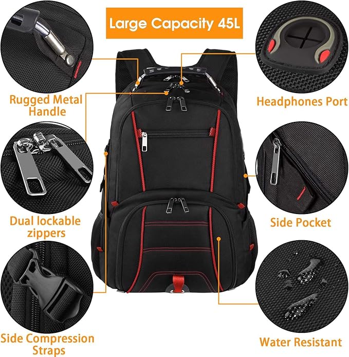 LTINVECK Travel Laptop Backpack Extra Large Backpack for Men Women TSA Friendly Heavy Duty Big Business Computer Backpacks Bag Fit 17 Inch Laptops RFID Backbag