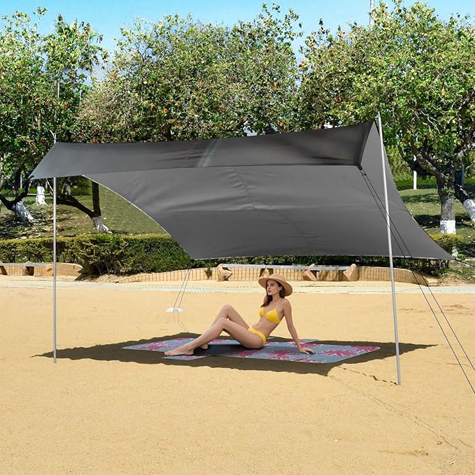 ALAZA Sleeping French Bulldog Puppy in A Soft Blanket Beach Tent Sun Shelter Portable Canopy Sunshade for Outdoor Camping Picnics Backyard Fun 10x9 ft