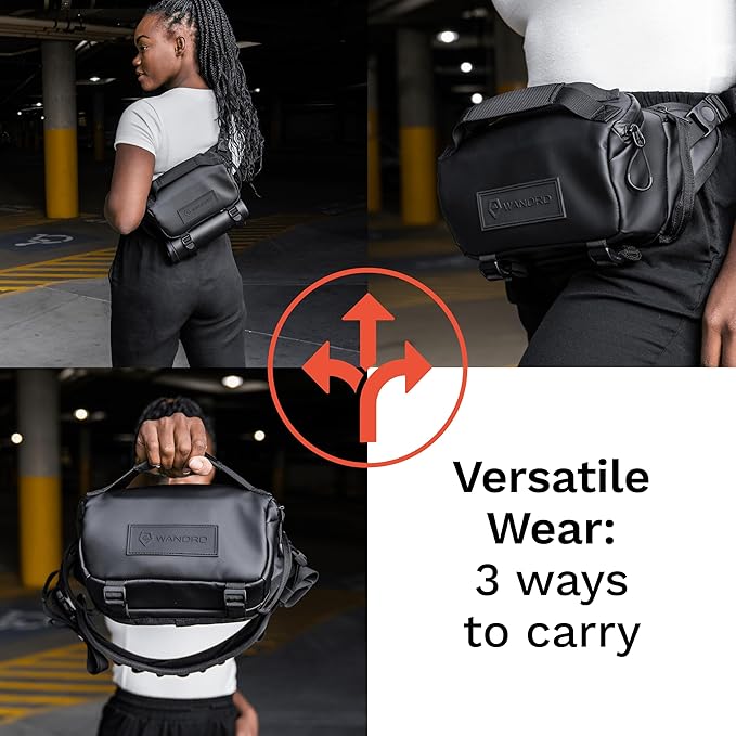 WANDRD ROGUE V1 3L Sling: Compact Camera Sling and Crossbody Bag with Fast Access 3-Way Carry– Lightweight Everyday Bag Great for Travel Photography and Daily Use (Black)