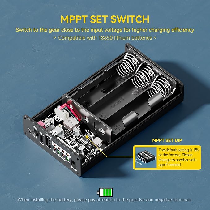 Solar Charger Controller 5V/9V/12V 3.1A MPPT Power Manager Module with Type-C USB QC/PD Fast Charge for 18650 Battery Compatible with Raspberry Pi Arduino for Portable Power Bank IoT Projects