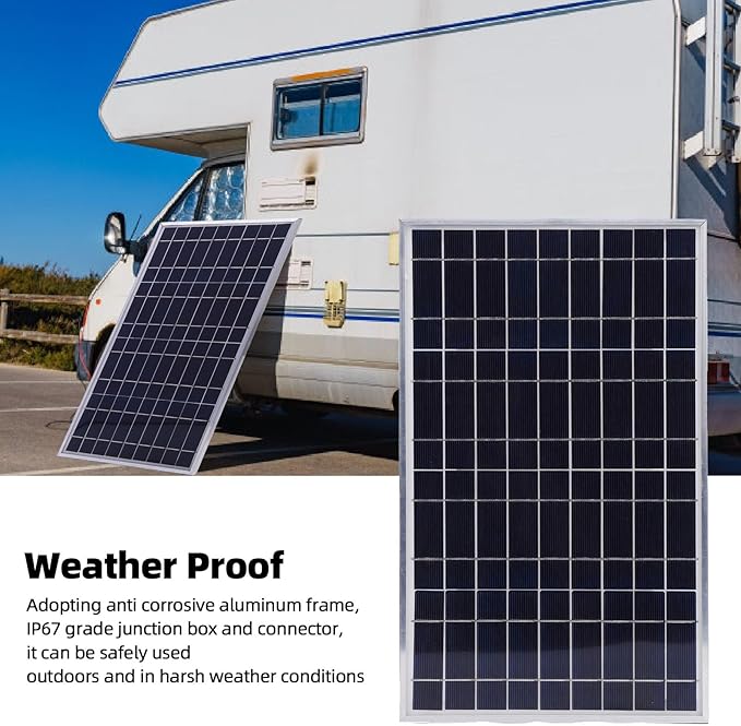 Yosoo Solar Panel Charger 12V Solar Panel Kit 100 Watt with 23% High Conversion Rate USB Type C DC Interfaces for RV Boat Car Trailer Home Off Grid Power