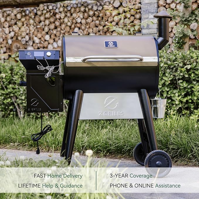 Z GRILLS Wood Pellet Grill Smoker with PID 3.0 Controller 697 Cooking Area Meat Probes Rain Cover for Outdoor BBQ 7002C