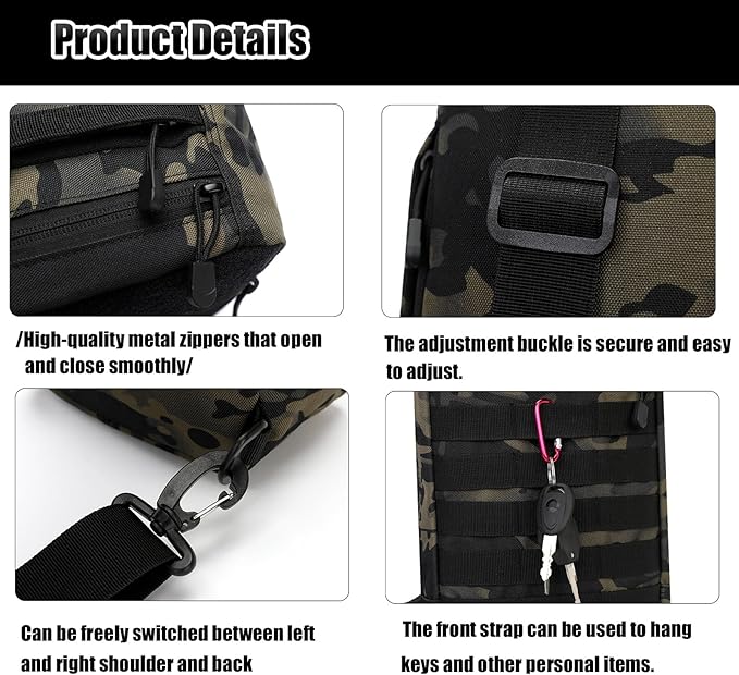 Outdoor Camping Chest Bag for Men Adjustable Military EDC Molle Backpack for Traveling Cycling Sports Climbing Hiking