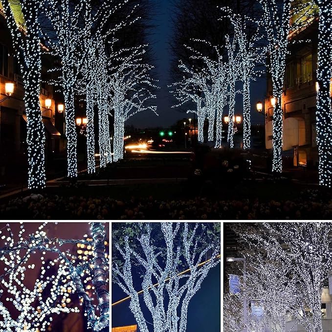 6 Pack Solar String Lights for Outside 285 FT Total 720 LED Solar Chrismas Lights Outdoor with 8 Modes &amp Memory Function Waterproof Twinkle Light for Xmas Tree Yard Party Decorations (Cool White