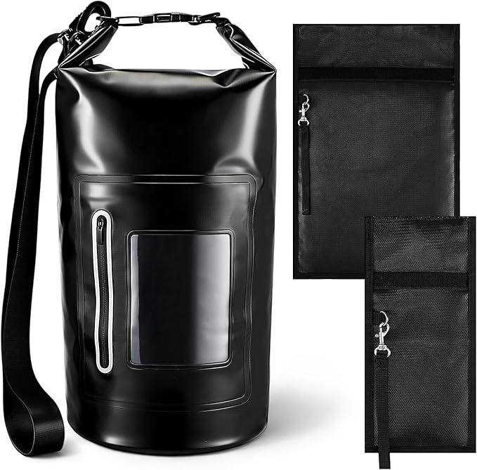 Shinylin 15 L Waterproof Faraday Dry Bag 500d Shield Bag Waterproof Nylon Signal Blocking Backpack with 2 Pcs Faraday Pouch Protects Electronics from Water Nfc Cellular Gps Emf