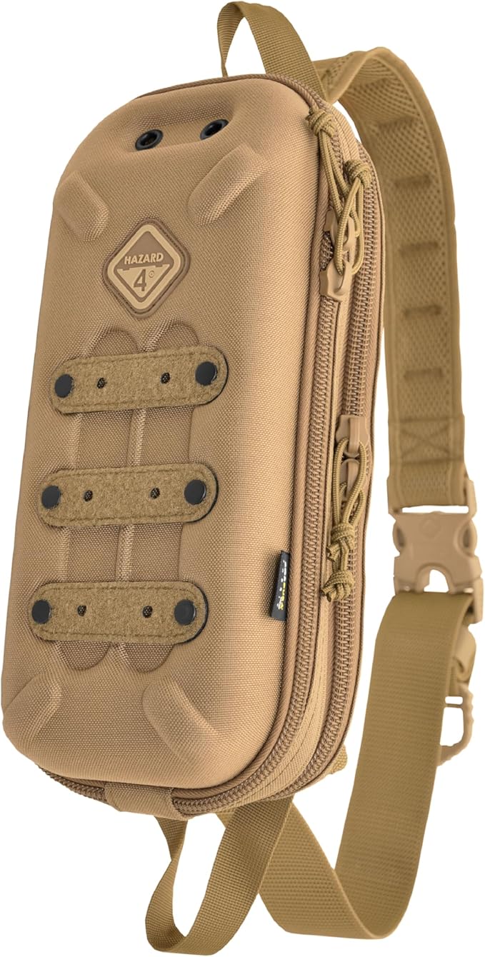 HAZARD 4 Bandoleer - Mini Tactical Sling Bag - EDC/CCW Shoulder Crossbody Pack - Water Resistant Small Chest Satchel - Durable Carry Travel Backpack - Military-Style Single Strap Body Pack - Coyote