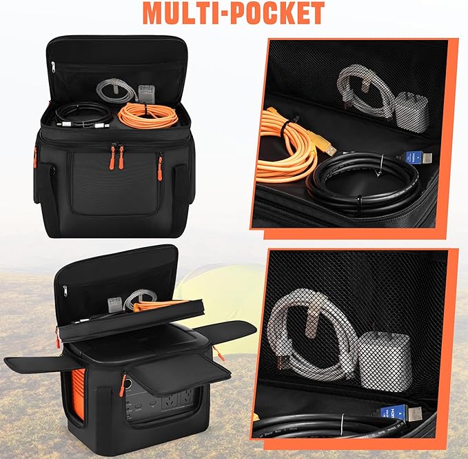 Carrying Bag with Wheels Compatible with Jackery Explorer 1000 V2 Soft Portable Power Station Storage Case Powerstation Roller Bag with Wheels and Side Zipper Multi-Pocket Shoulder Strap