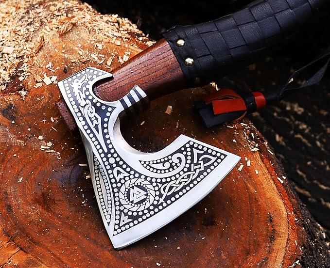 Handmade 17 Viking Axe with Sheath - Norse Medieval Axe | Nordic Style Hatchet | Decorative Collectible | Viking Gift for him | Birthday Anniversary Christmas (EBX-02)