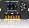 12V/24V Auto Solar Charge Controller 10A/20A/30A PWM Adjustable Regulator LCD Display Multi-Battery Support Efficient Panel Cell Charging - Solar Power System Accessory (10A)