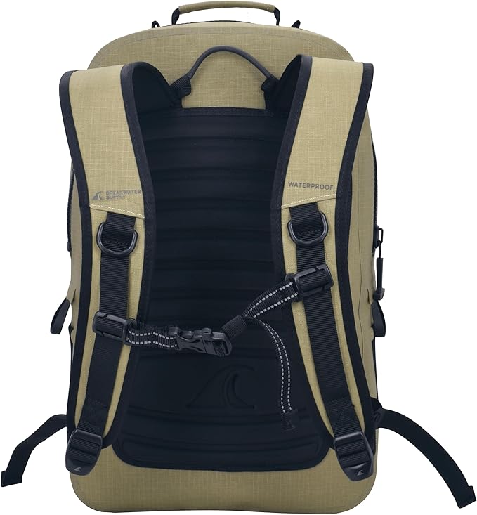 Breakwater Supply™ Fogland CORDURA Waterproof IP68 Submersible Backpack | Laptop Sleeve &amp Airtight Zippers for Outdoors Travel Hiking Fishing Floating Dry Bag Unisex TPU (Safari Tan 25L)