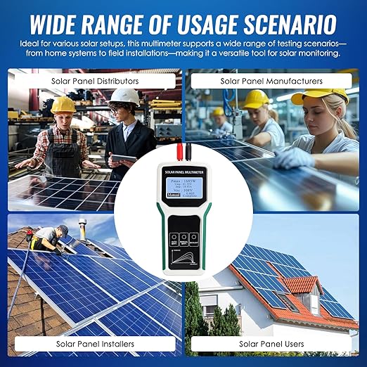 1800W Solar Panel Tester MPPT Multimeter LCD Watt Meter Portable PV Panel Troubleshooting Tool w/Multiple Safety Protections for Testing Solar PV Panel Open Circuit Voltage &amp Troubleshooting