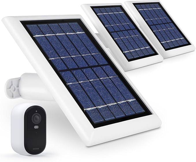 Wasserstein Solar Panel Compatible with Arlo Essential 2K Outdoor Security Camera (2nd Gen) / XL (2nd Gen) &amp Essential Spotlight (Camera NOT Included) - (3-Pack White)