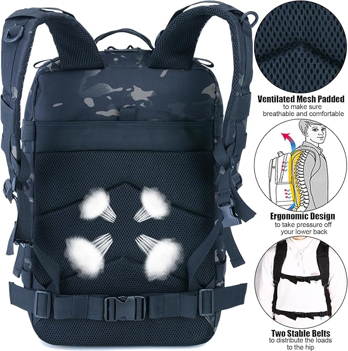 Createy 45L Military Tactical Backpack Large 3 Day Assault Pack Molle Bag Rucksack Bug Out Bag for Camping Hunting Hiking